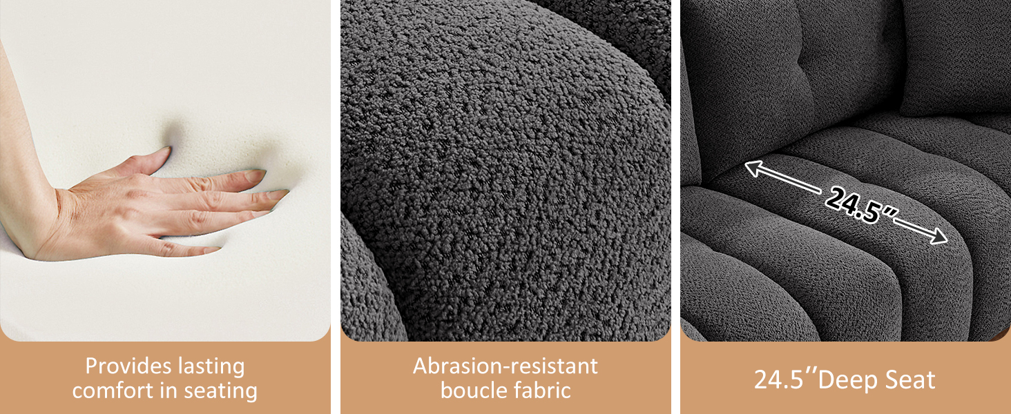 modern cloud couch with soft and comfortable boucle fabric for living room apartment easy installate