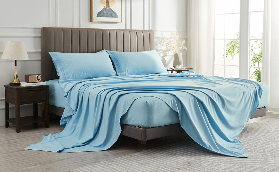 WOD FAMY Microfiber Full Size Bed Sheet Set Extra Soft Deep