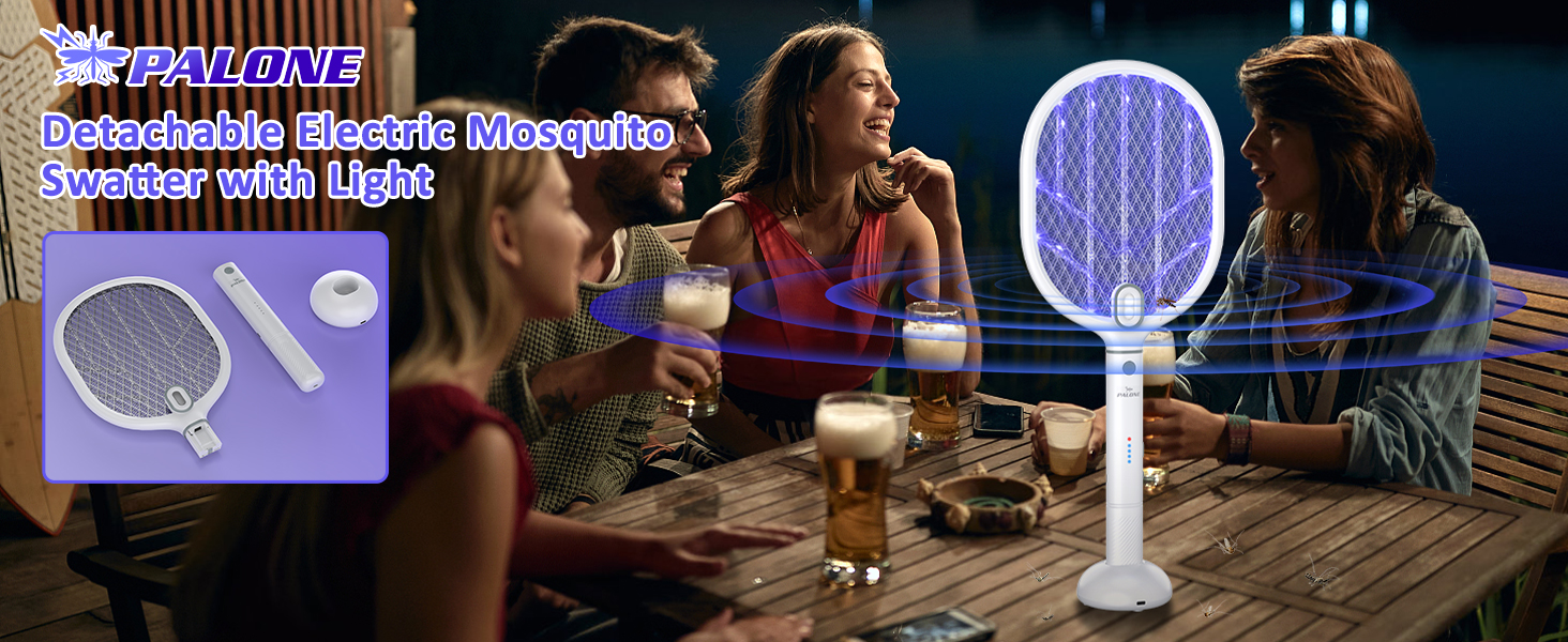 PALONE Detachable Electric Mosquito Swatter with Light