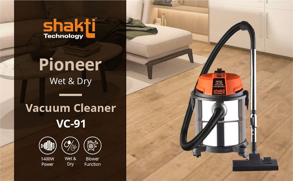 Shakti Technology Pioneer Wet and Dry Vacuum Cleaner 1400 Watts, 20