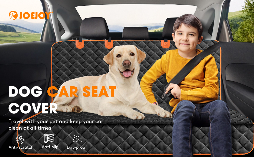 JOEJOY Dog Car Seat Cover Waterproof Back Seat Cover for Dogs, Non