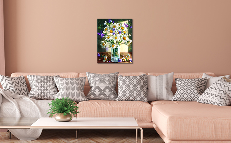 TISHIRON Flower Paint by Numbers Daisies in a Glass Paint by Numbers