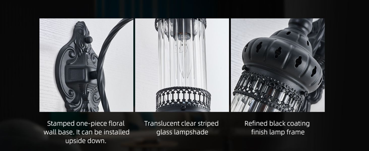 ZUIMEITIANS Vintage Black Wall Sconce 23.33inch Rustic Wall Lamp with