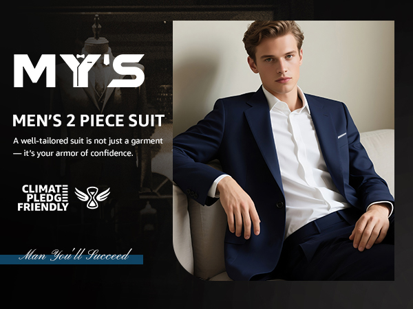 新品未使用　soyy. My Suits MY'S Men's 2 Piece Suit with Tie, One Button Slim Fit Solid