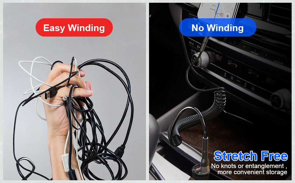 Coiled Lightning Cable 2 Pack USBC & USBA, MFi Certified Apple