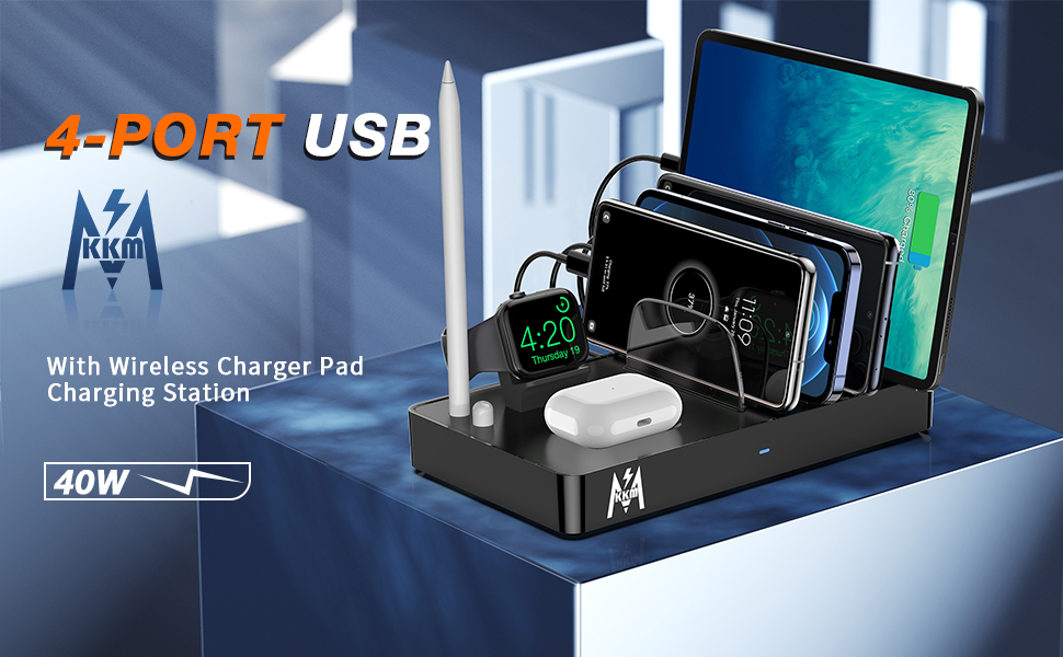KKM Charging Station for Multiple Devices, 40W Fast 7 in 1 Charging