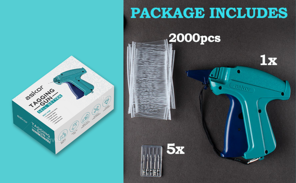 ASKOR Tagging Gun for Clothing【2000pcs Barbs, 6 Metal Needles】 Price