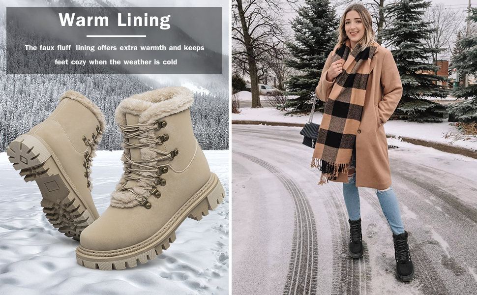 Geddard Womens Hiking Snow Winter Boots Work Combat