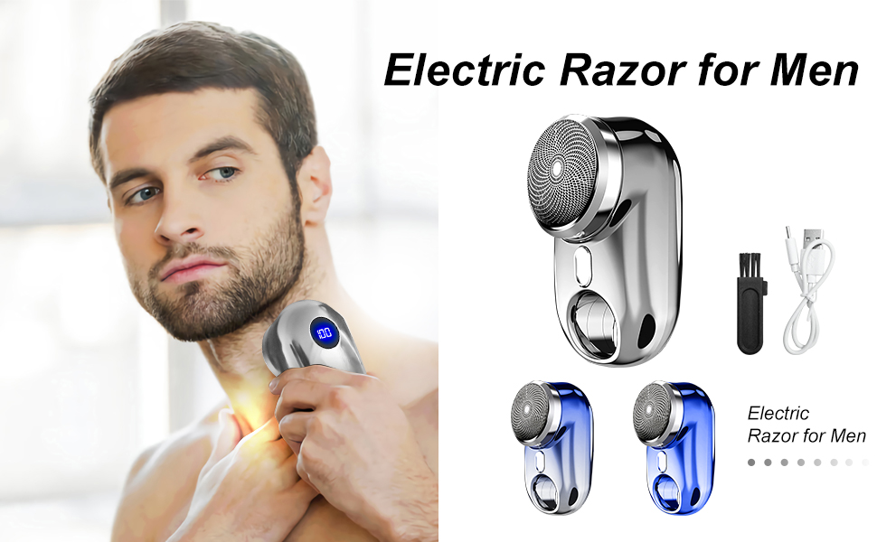 OneNine Men's Electric Shaver Pocket Size Mini Rotary Shaver, LED