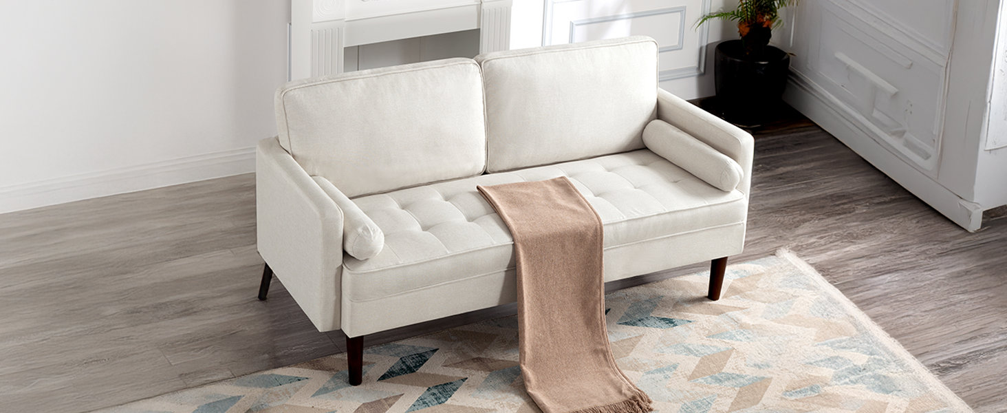 Hdxdkog Linen Loveseat Sofa,Mid Century Modern Small Love