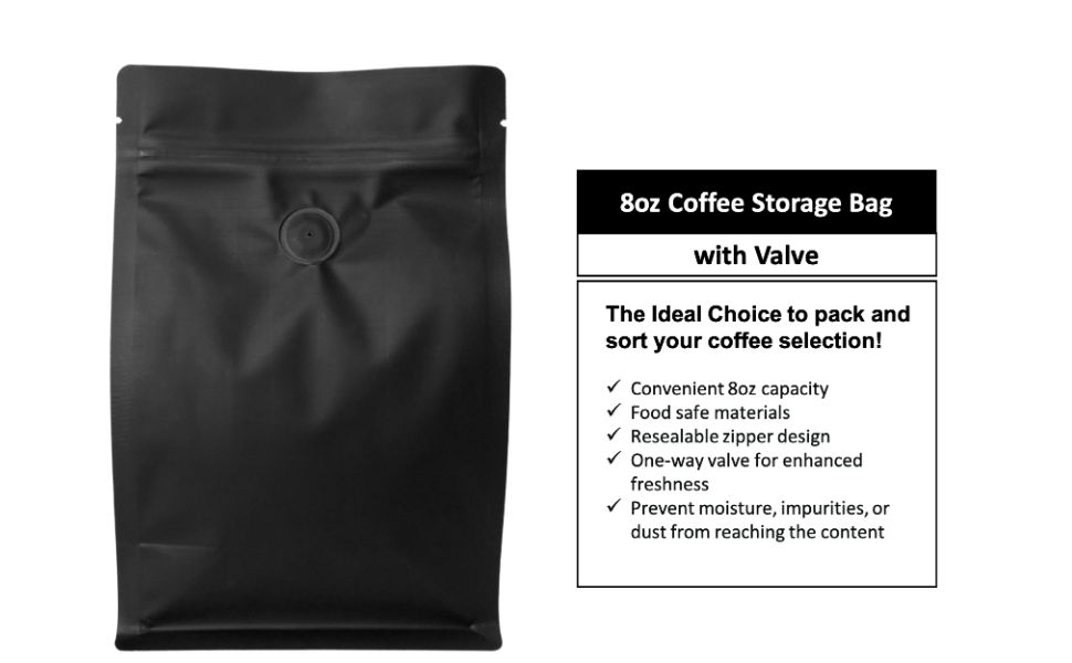 50 Pack Coffee Storage Bags with Valve 5.5 Mil 5.1x7.8