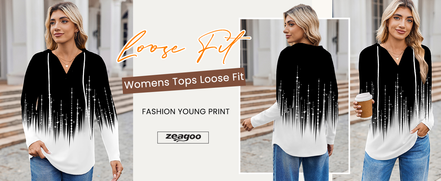 hooded tops loose fit for women