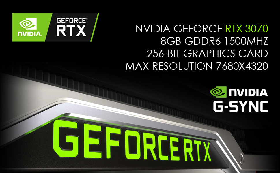 GeForce RTX 3070 10GB GDDR6, 1TB NVMe Gen 4 16GT/s SSD, 2TB 3.5” SATA III 6Gb/s HDD