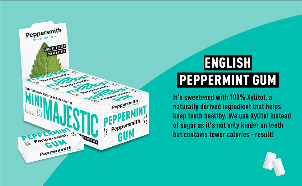 Peppersmith British Peppermint Gum Vegan Friendly 100 Xylitol