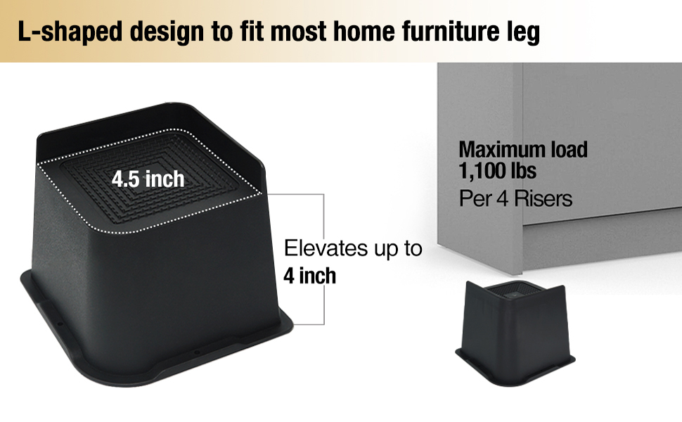 aspeike 6 Inch Bed or Furniture Risers, Heavy Duty Bed Lift, Bed