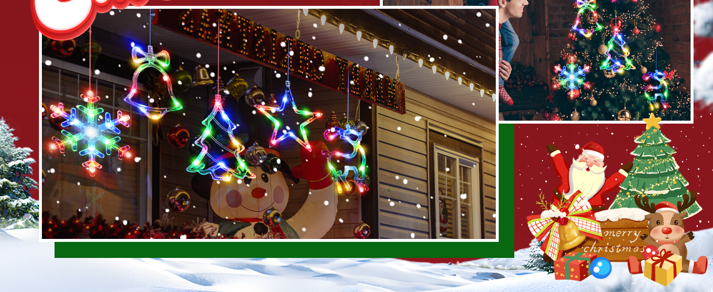 LYUBASA 5Pcs Christmas Window Lights Decorations with Timer,Battery Powered
