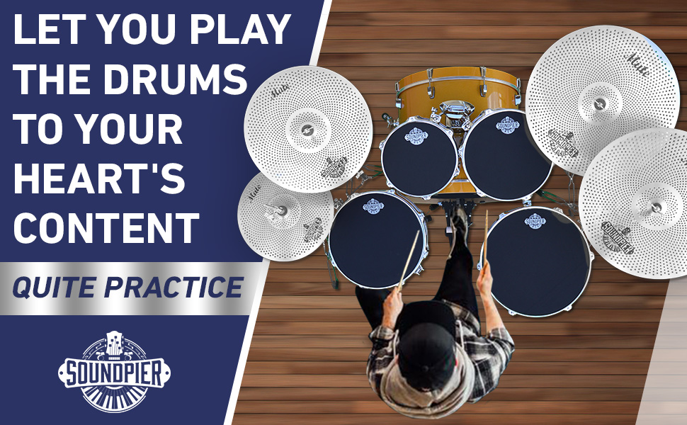 Low Volume Cymbal Pack with Drum Mute Pads, Complete 5pcs