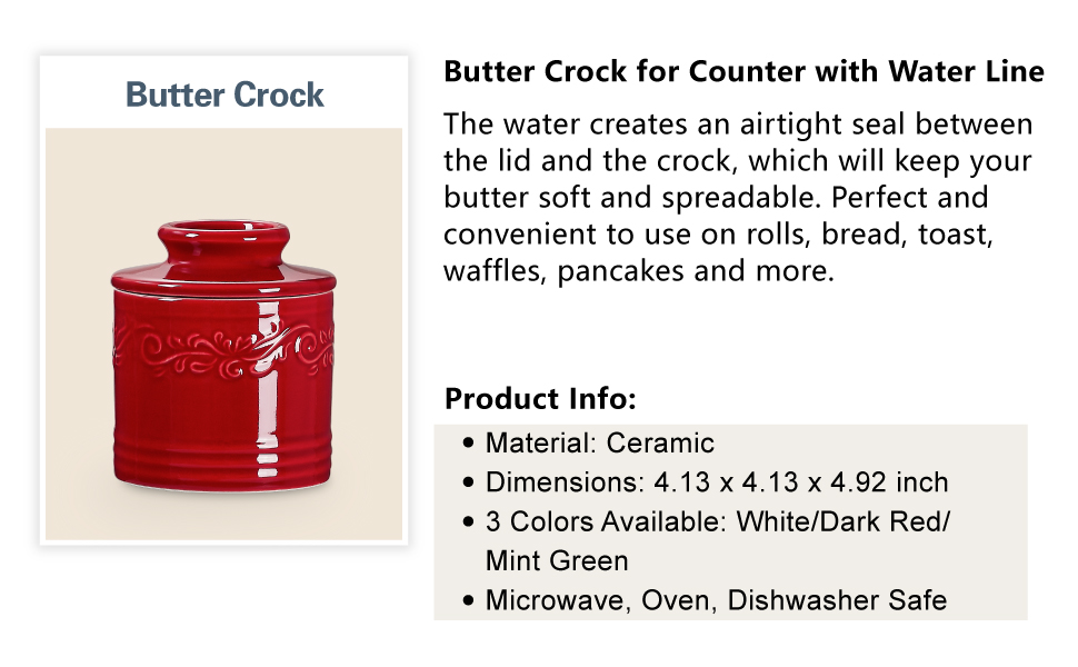 ONEMORE Butter Crock, French Butter Dish with Lid for