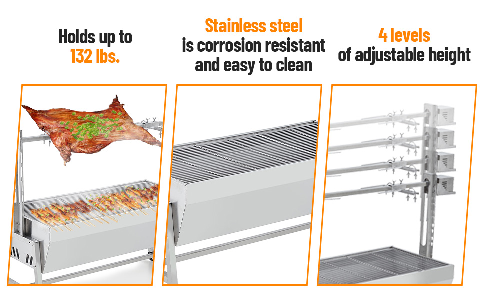 Stainless Steel Rotisserie Grill - Feature Highlights
