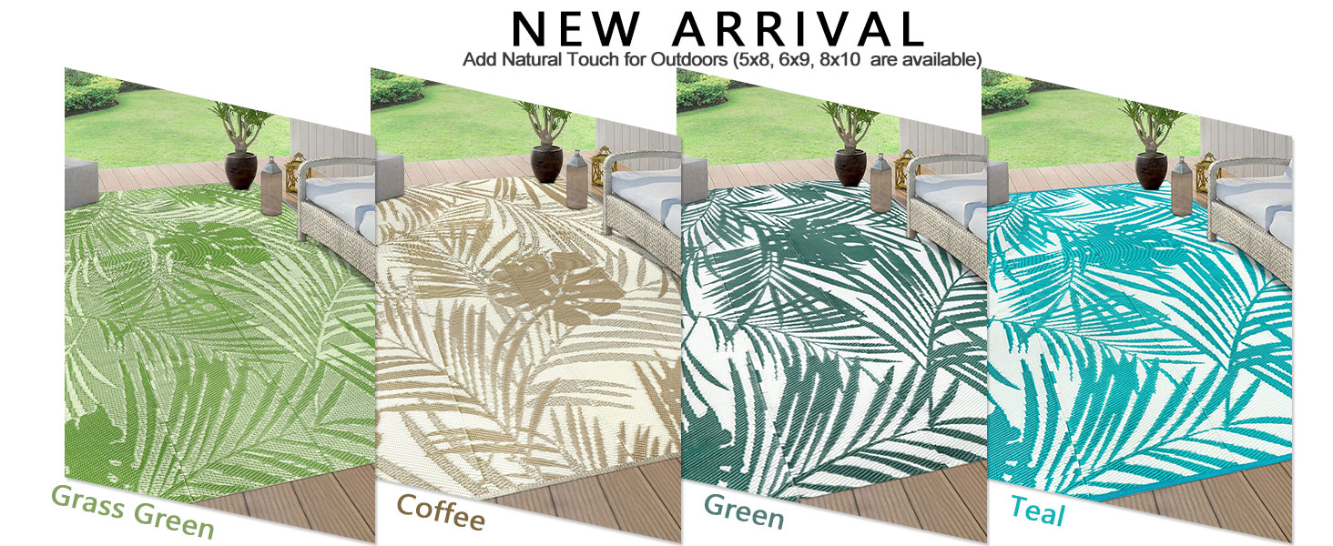 Outdoor Waterproof Rug Patio Rug 8x10 COCOER Floral Outdoor