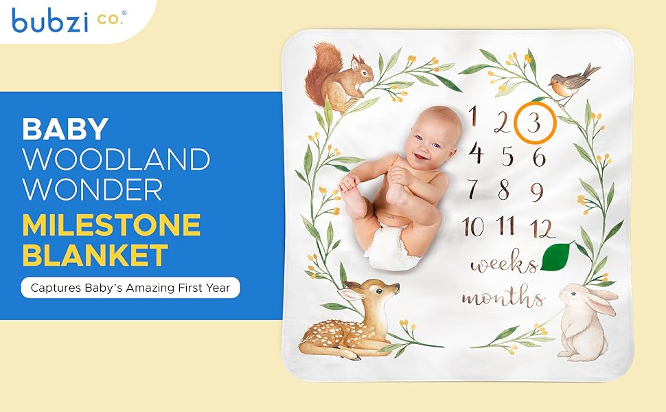 Baby Monthly Milestone Blanket Woodland Baby Girl Gifts & Baby Boy