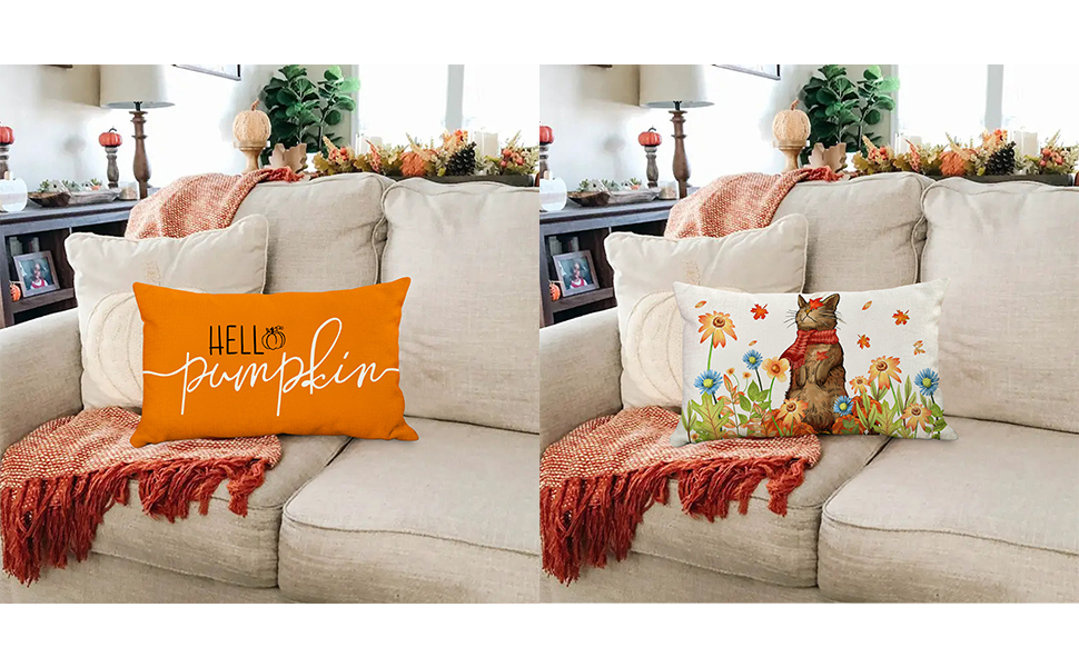 LOMCHEN Fall Decor Pillow Covers 12x20 Inch Rustic Fall