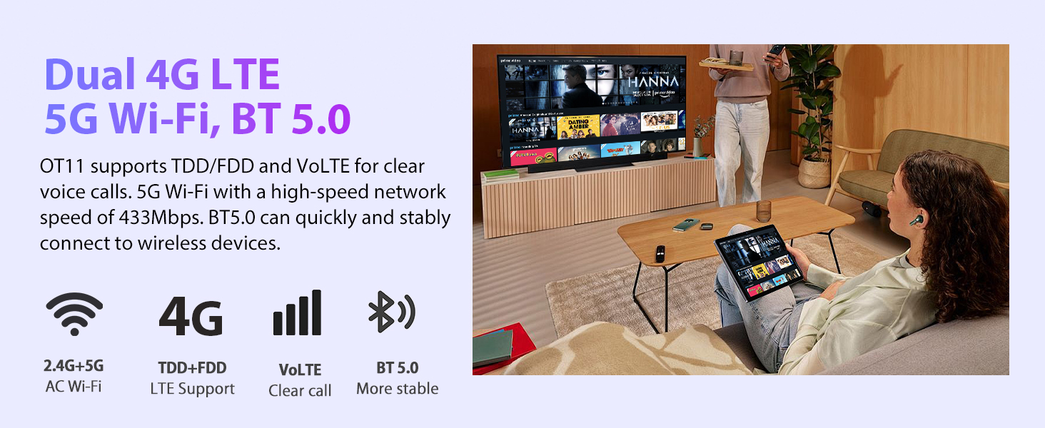 OUKITEL OT11 Tablet 11 Inch Android 14 Tablet, 16GB+128GB (TF 1TB), 8000mAh Battery