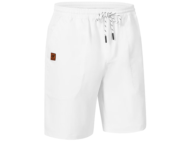 QPNGRP Men's Stretch Waist Casual White Shorts with 5