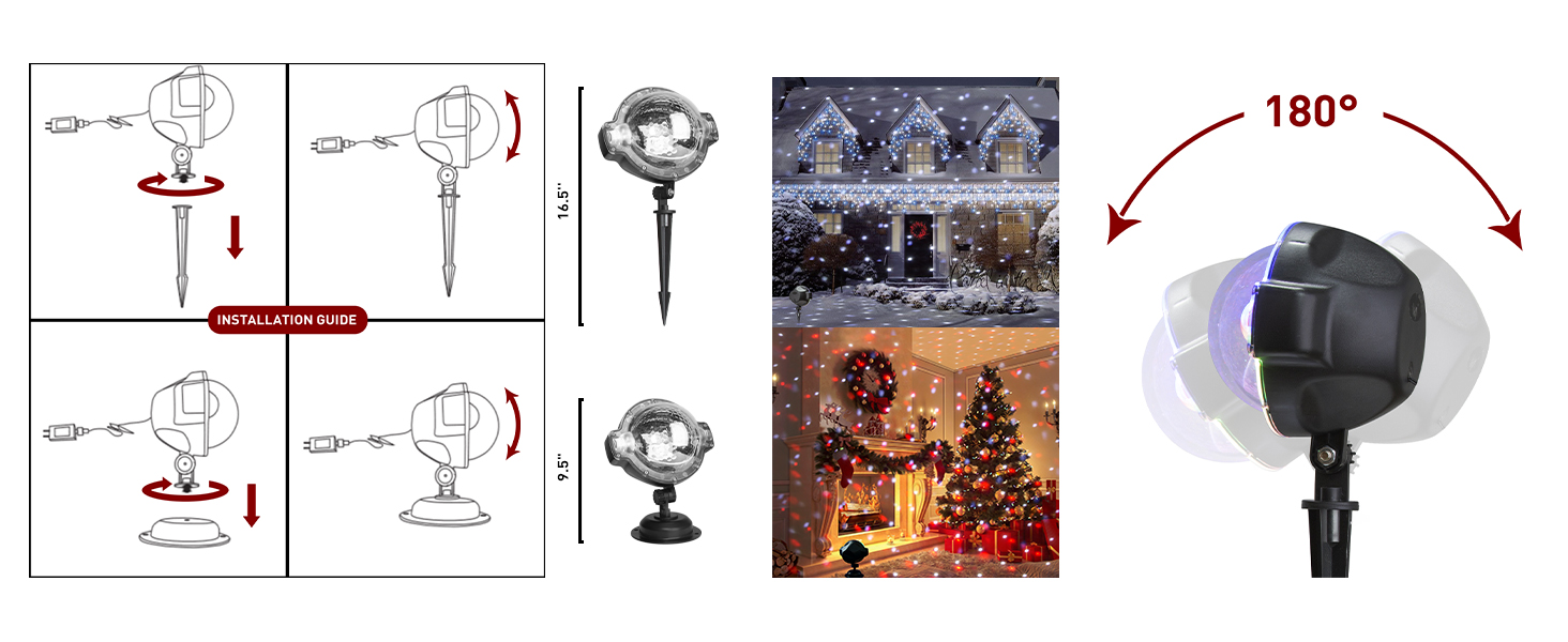 Multicolour Rotating Falling Snow Projector