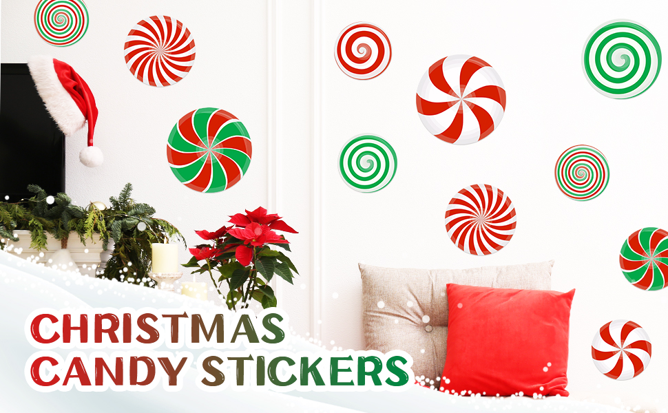 81 Pcs Christmas Candy Decals Christmas Wall Stickers
