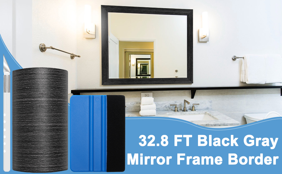COITEK 32.8FT Mirror Frame Border,Mirror Border Peel and Stick,Wood
