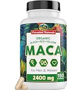 Organic Maca Root Capsules for Women & Men 2400mg per Serving - 150 Pills Black, Red, Yellow Maca...
