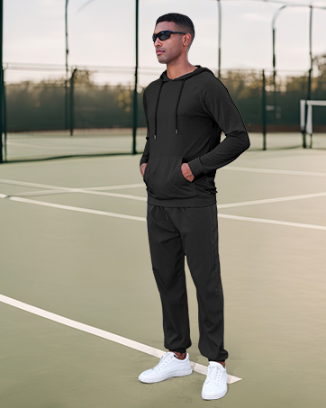 long sleeve black t shirt hoodie men