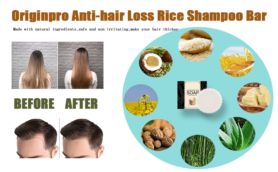 Originpro AntiHair Loss Rice Shampoo Bar,Shampoo Soap for