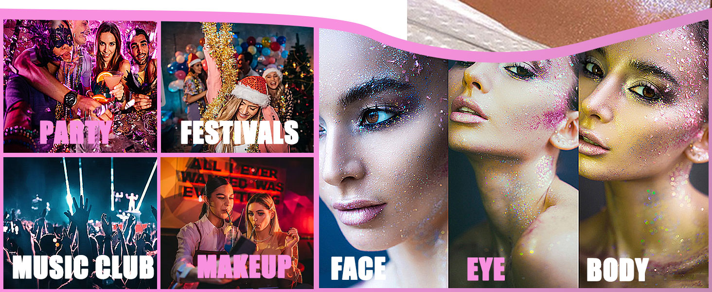 Body Glitter Gel Roll on Face Glitter for Mermaid Makeup