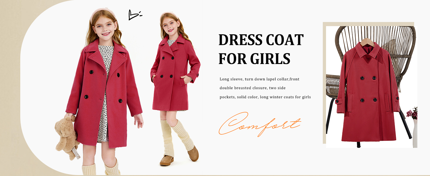 Girls Double Breasted Dress Coat