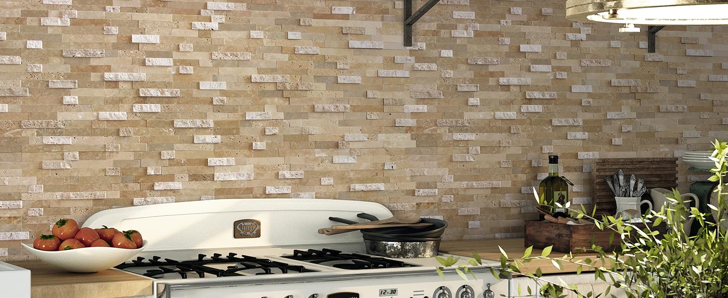 Peel and Stick Mosaic Natural 3D Stone Self Adhesive Tiles