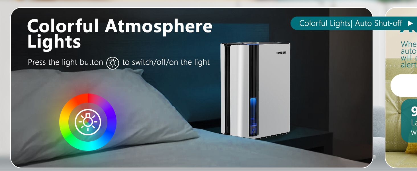 SIMSEN 95oz Dehumidifiers for Home, 800 sq ft Quiet