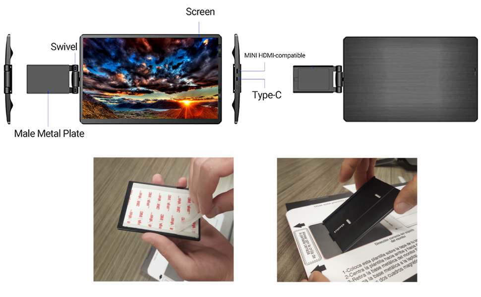 Portable Laptop Screen Extender, 14.1" Portable Monitor for Laptop FHD