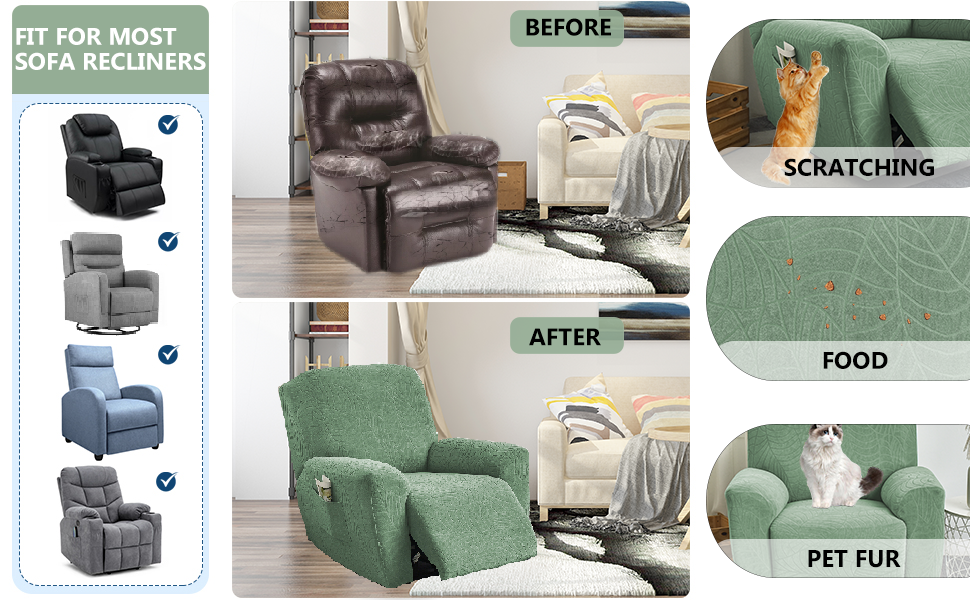 KRFOONN Stretch Recliner Slipcovers Jacquard Sofa Cover 4