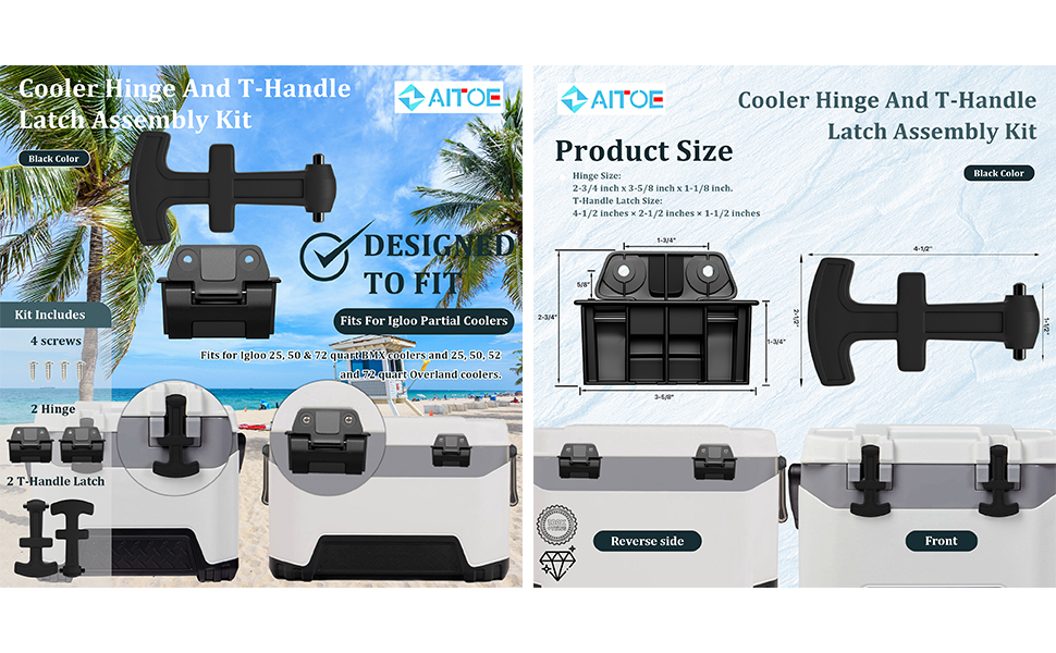 ZAITOE Cooler Hinge and THandle Latch Replacement Kit for