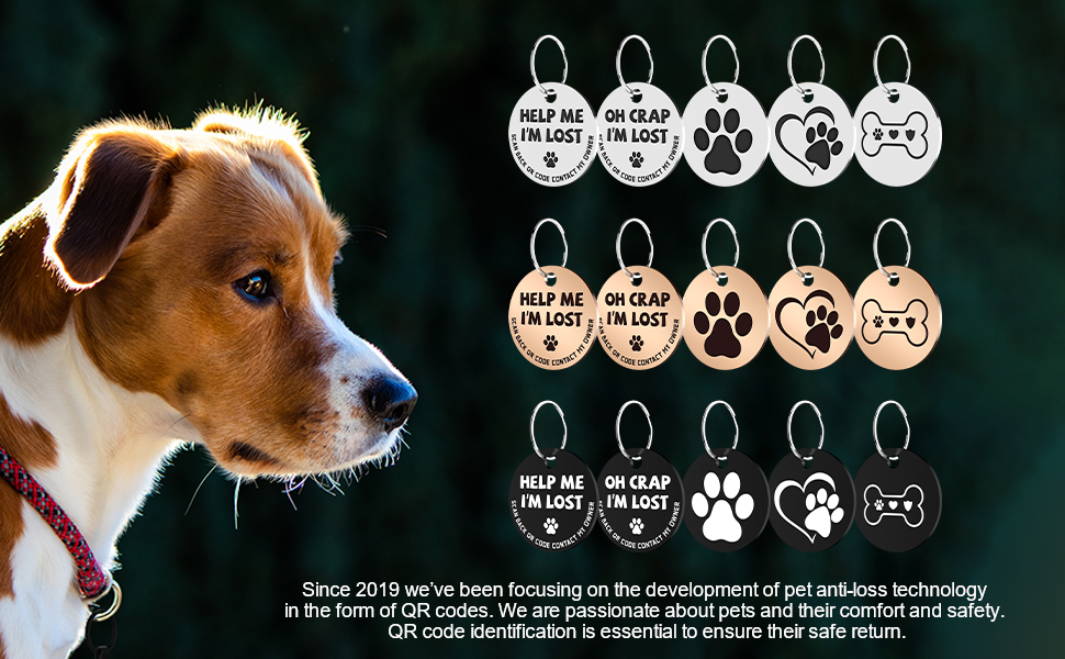 Amazon.com : MYLUCKYTAG Stainless Steel QR Code Dog Tags