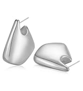 DORANA Earrings Dupes Silver Chunky Earrings for Women 14K Gold Fin Earring Dupes Lightweight