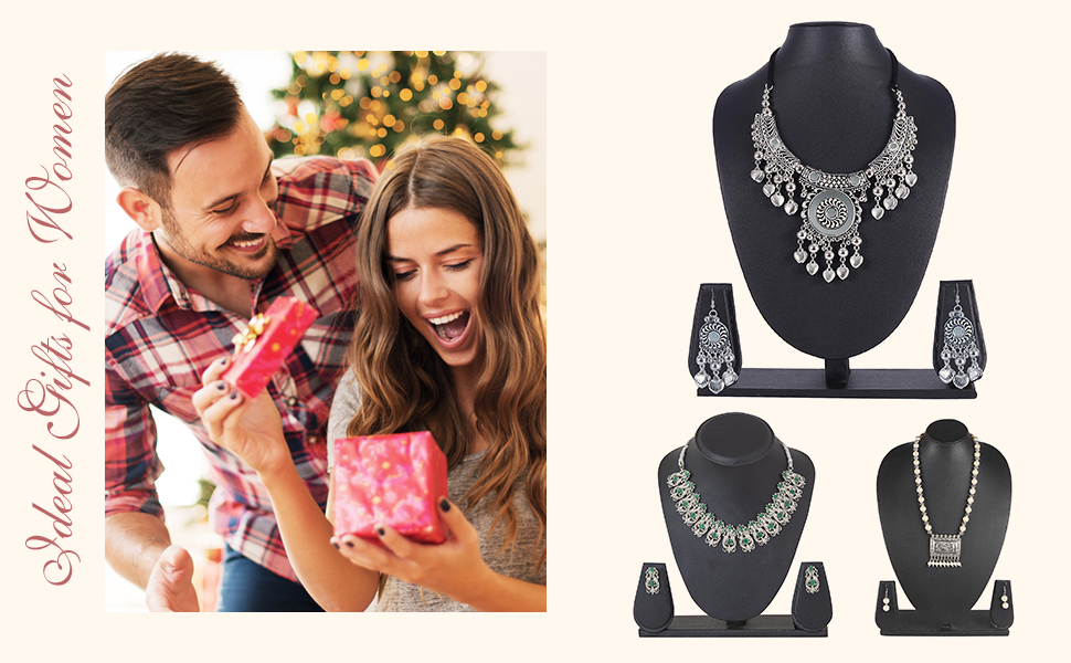 Oxidised Jewellery Necklace Set with Earrings for Women