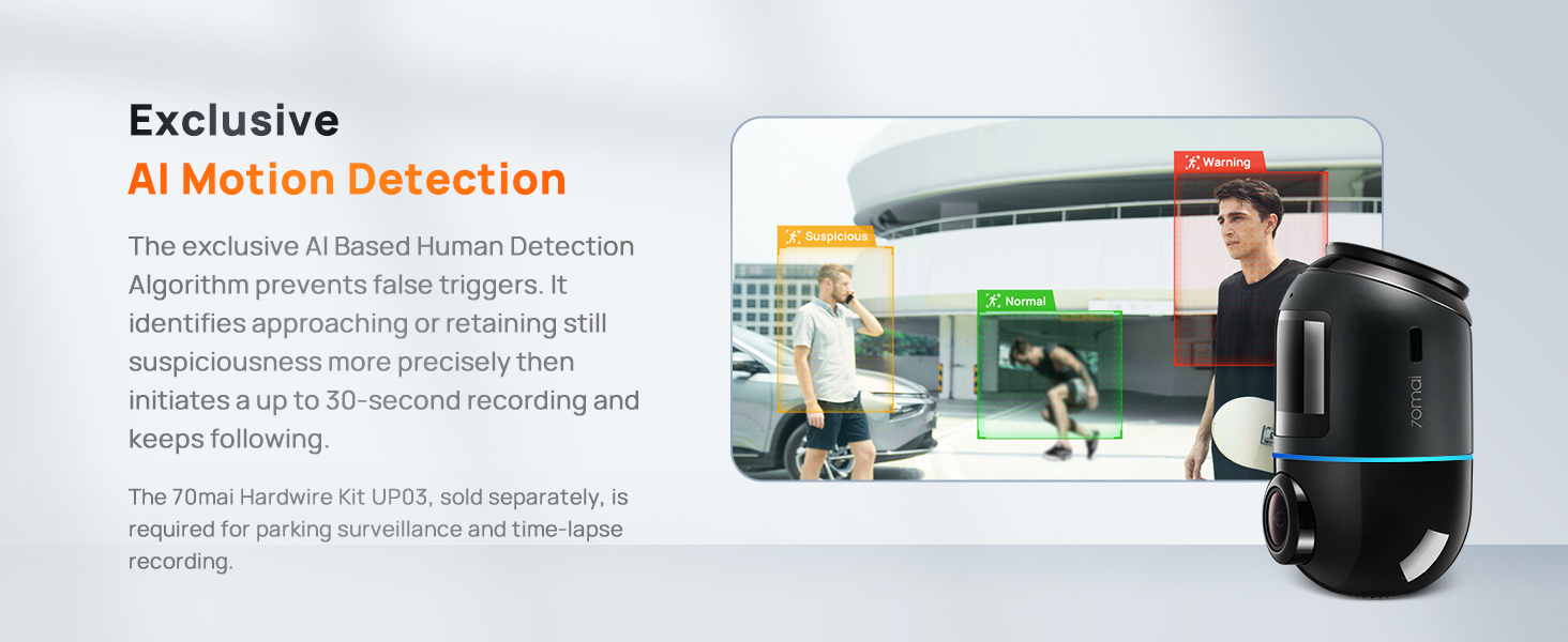 70mai Dash Cam Omni, 360° Rotating, Superior Night Vision,Builtin