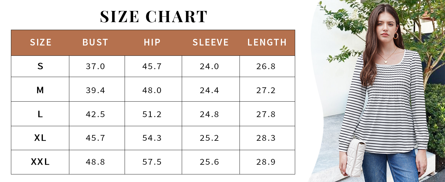 womens tops size chart
