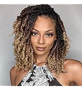 Leeven Pre Twisted Passion Twist Crochet Hair 10 Inch 8 Packs Pre Looped Ombre Blonde Bomb Twists...