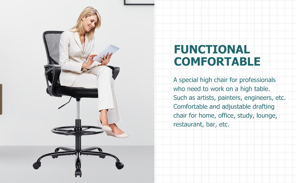 Drafting Chair, Tall Office Chair, Standing Desk Chair, Counter Height Office Chairs
