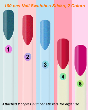 Nail Swatches Sticks and number stickers