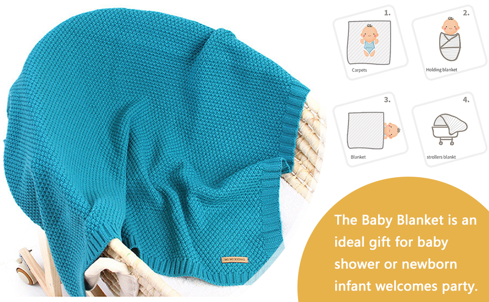 SZJIAHTM Newborn Toddler Baby Blanket Cotton Cable Cellular Knitted 100